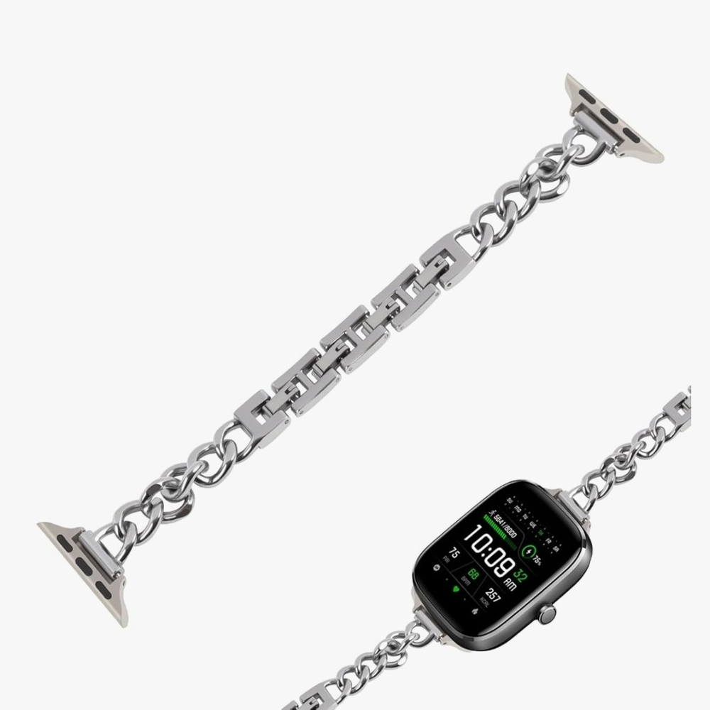 Silver Chain Link Watch Band For Apple Watch